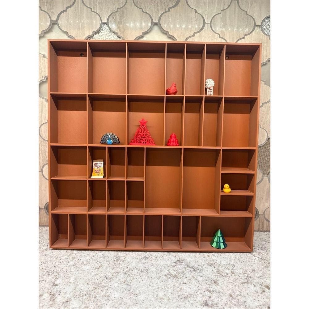 Trinket Shelf Tray Display Miniatures 3D Printed Brown 13.5"x13.5" Minis Littles